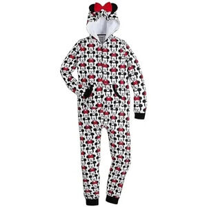 Disney Tsum  Tsum Minnie Mickey Mouse Hooded One-Piece Pajamas Onesie Medium